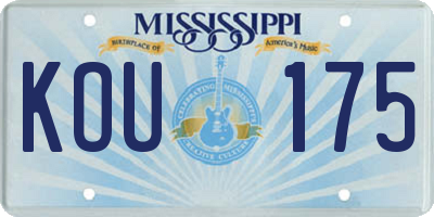 MS license plate KOU175