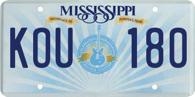 MS license plate KOU180