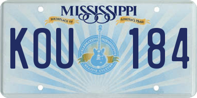 MS license plate KOU184