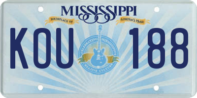 MS license plate KOU188