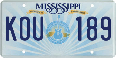 MS license plate KOU189