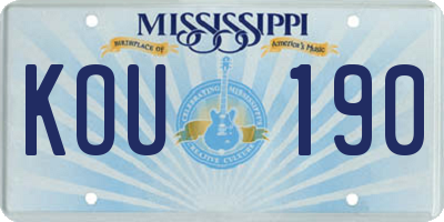 MS license plate KOU190