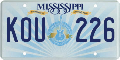 MS license plate KOU226