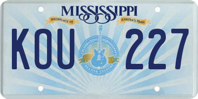 MS license plate KOU227