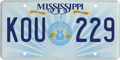 MS license plate KOU229