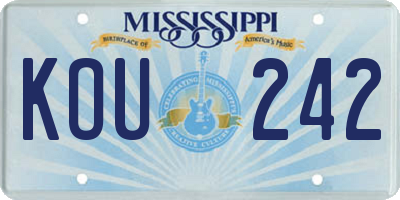 MS license plate KOU242