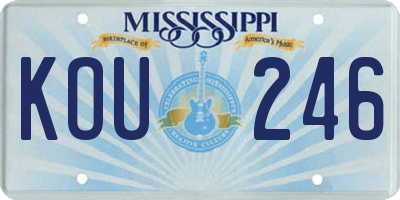 MS license plate KOU246