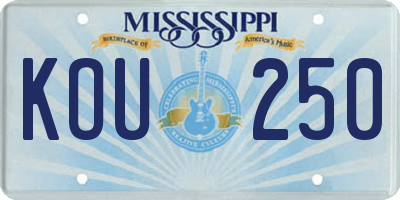 MS license plate KOU250