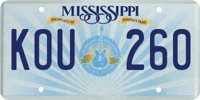 MS license plate KOU260