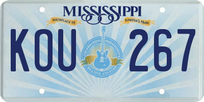 MS license plate KOU267