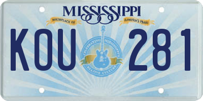 MS license plate KOU281