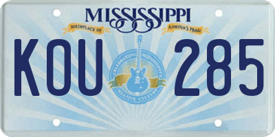 MS license plate KOU285