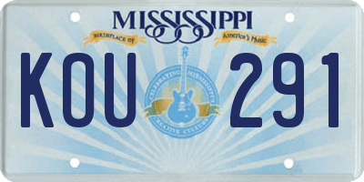 MS license plate KOU291