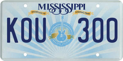MS license plate KOU300