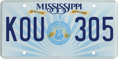 MS license plate KOU305