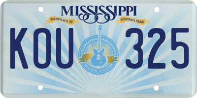MS license plate KOU325