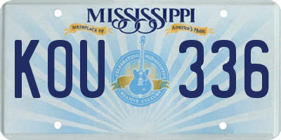 MS license plate KOU336
