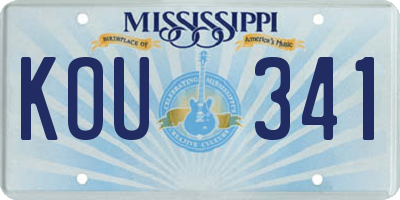 MS license plate KOU341