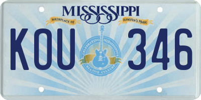 MS license plate KOU346