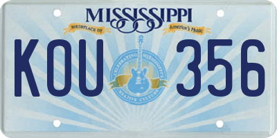 MS license plate KOU356