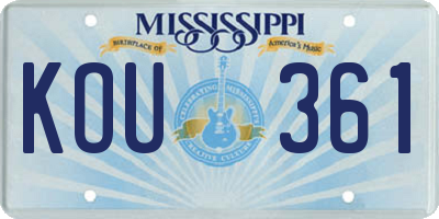 MS license plate KOU361