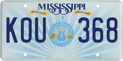 MS license plate KOU368