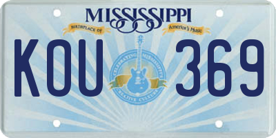 MS license plate KOU369