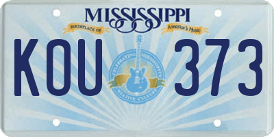 MS license plate KOU373