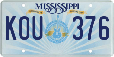 MS license plate KOU376