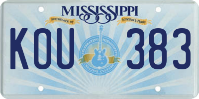 MS license plate KOU383