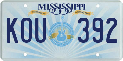 MS license plate KOU392