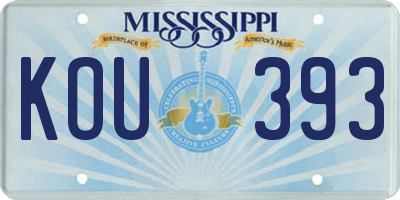 MS license plate KOU393
