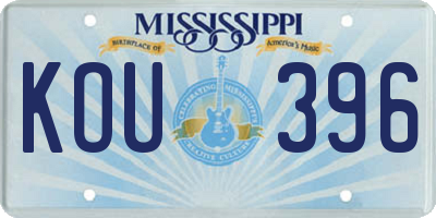 MS license plate KOU396