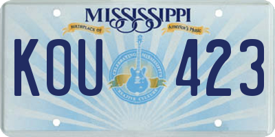 MS license plate KOU423