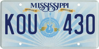 MS license plate KOU430
