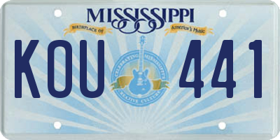 MS license plate KOU441