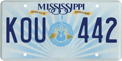 MS license plate KOU442
