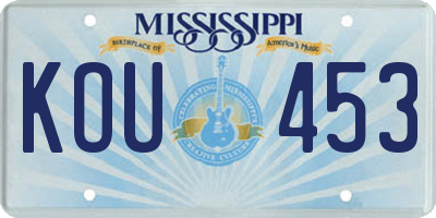 MS license plate KOU453