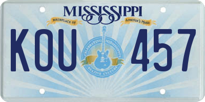 MS license plate KOU457
