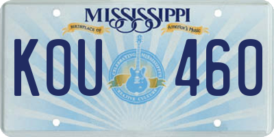 MS license plate KOU460