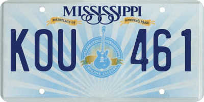 MS license plate KOU461