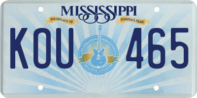 MS license plate KOU465