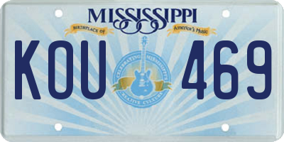 MS license plate KOU469