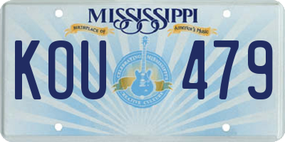 MS license plate KOU479