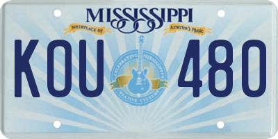 MS license plate KOU480