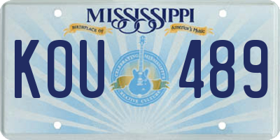 MS license plate KOU489
