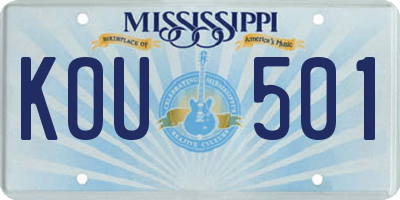 MS license plate KOU501