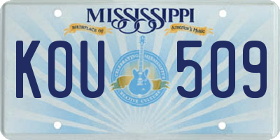 MS license plate KOU509