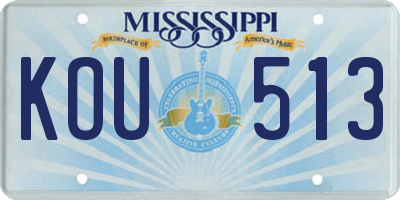 MS license plate KOU513