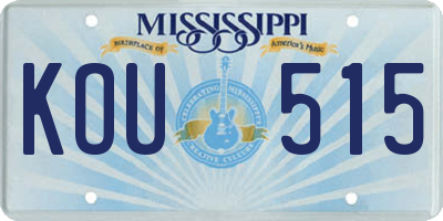 MS license plate KOU515